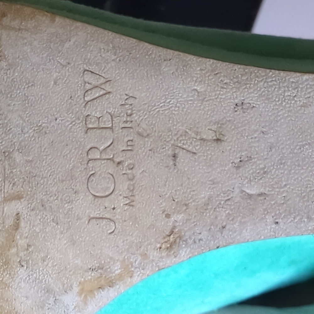 J. Crew Green Suede Wedge Heels 7 - Picture 7 of 9